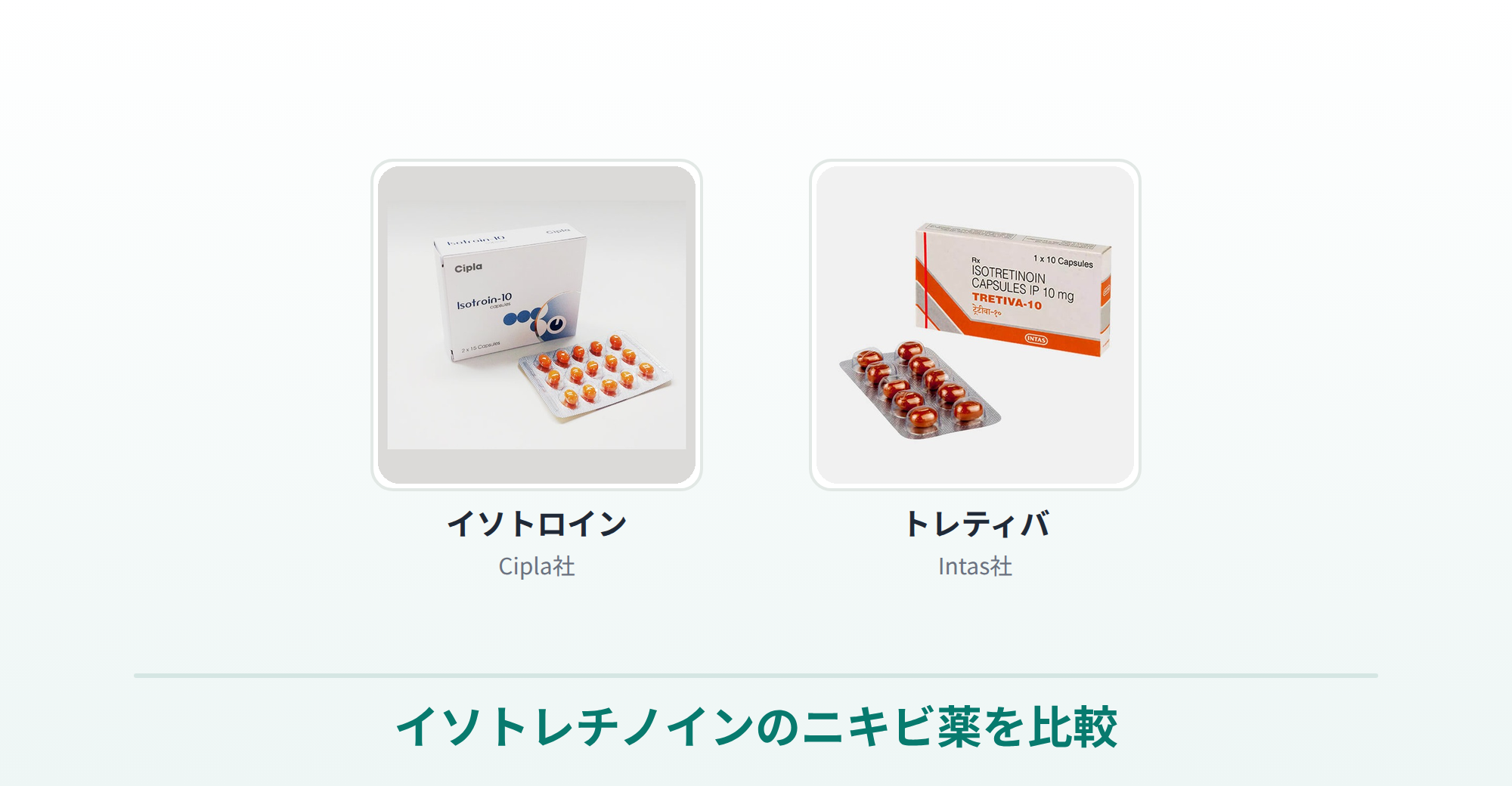 イソトレチノインのニキビ薬を比較する表の画像