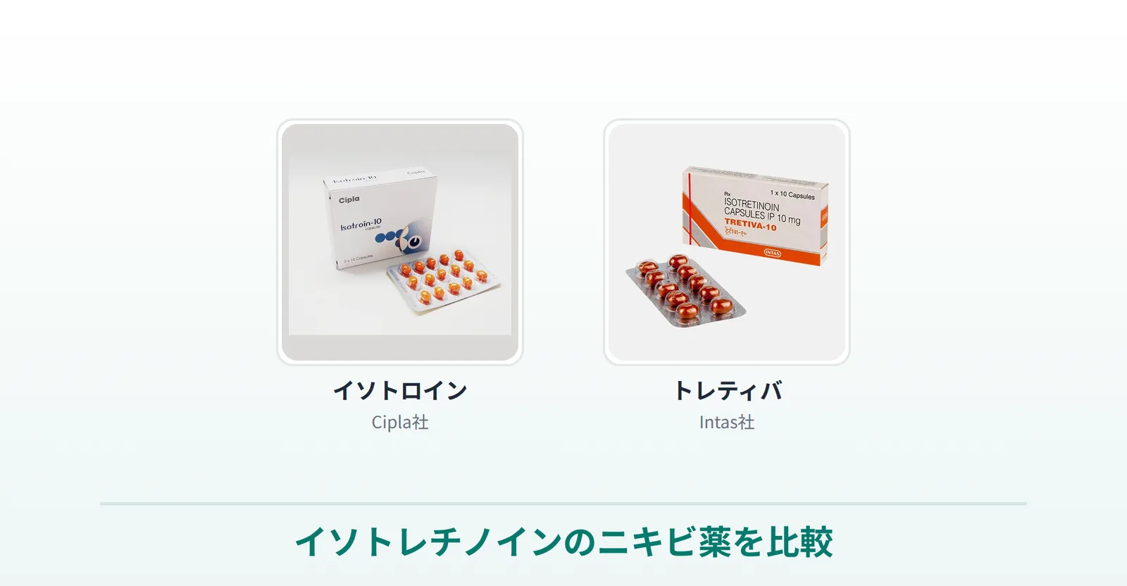 イソトレチノインのニキビ薬を比較する表の画像