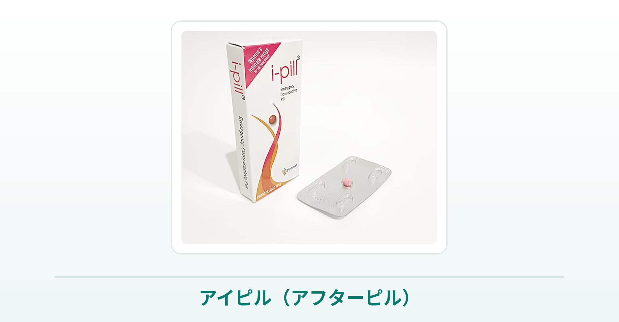 アイピル（アフターピル）の箱と錠剤の商品写真