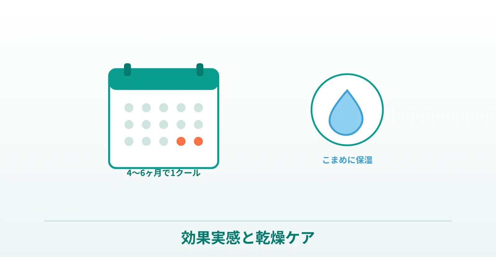 イソトロインの効果実感までの期間と乾燥ケアの説明画像
