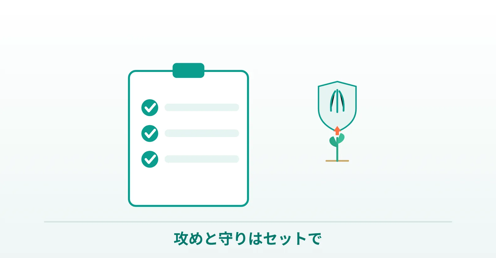 ミノキシジルは攻めと守りをセットで、というまとめを表したイラスト