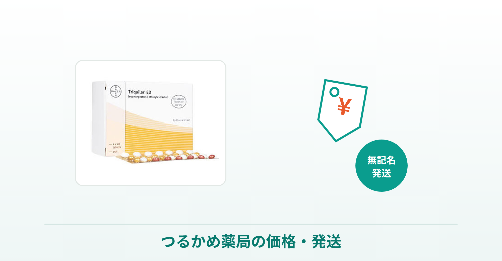 トリキュラー通販のつるかめ薬局の価格・無記名発送を商品写真で表した画像